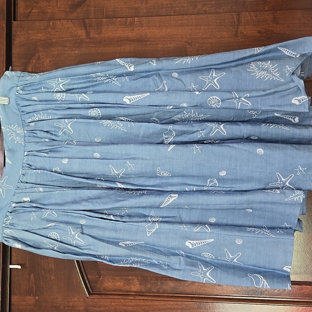 Collectif Blue Sea Life Full Skirt UK 14 32 Waist Pinup Rockabilly VLV